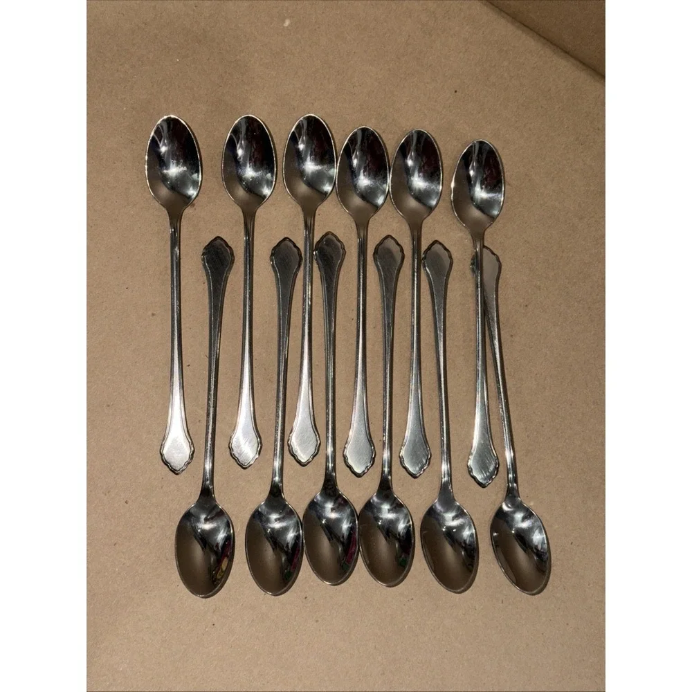 Set Of 12 Iced Teaspoons Oneida Summer Mist Autumn Glow Rogers Stainless 7 5/8